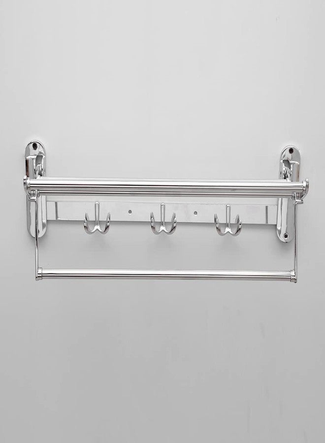 SAMANEA TR-F18 Stainless Steel Folding Towel Rack |Towel Stand | Hanger | Bathroom Accessories for Bathroom (18 inch, Chrome, SS202) - Image 4